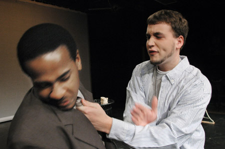 <i>Student Directed One Acts:</i> JCM Student Adrian Jones and Union graduate Graham Hillard perform in <i>Zoo Story</i>, a Edward Albee play directed by Jimmy Hoppers.