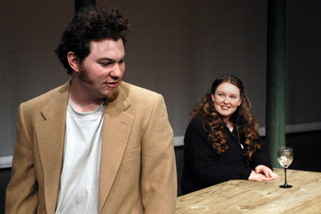 <i>Student Directed One Acts:</i> Union graduate Jeremy Young & student Lindsey Garner perform in <i>Class of '77</i>, a Jason Milligan play directed by Laura Frost.