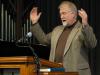 David McClune, professor of music, leads a hymn during a chapel service.  - Photo by Matthew Diggs