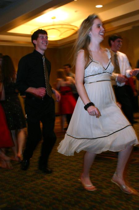 Freshman Ben Peacock dances with Freshman Elizabeth Wood during SAC's Swing Dance held in the Andrew Jackson Ballroom of the Double Tree Hotel.