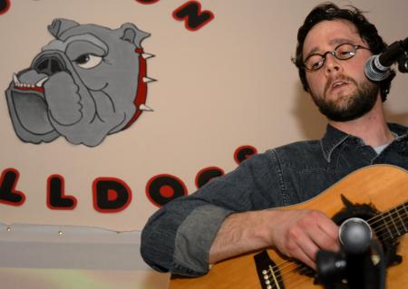 Enrolment Counselor Joe Garner entertains the Union community during Mocafee.