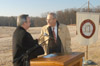 12/6/02 - President David S. Dockery thanks benefactor Roy L. White at the groundbreaking of the science building that will bear his name.