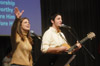 <i>Faith in Practice Conference:</i> Anna Thompson and Steve Moore lead in praise and worship. - Photo by Jim Veneman