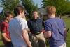 05/17/07 - President Dockery fellowships with computer science graduates David Moses and Kendal Hershberger at the 2007 Happy Trails social. David and Lanese Dockery host the annual event at their home as a final chance for members of the senior class to fellowship as Union students.