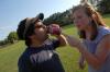 Seniors Bryan Spillman and Bethany Hobbs enjoy a Dr. Pepper during Happy Trails. - Photo by Morris Abernathy
