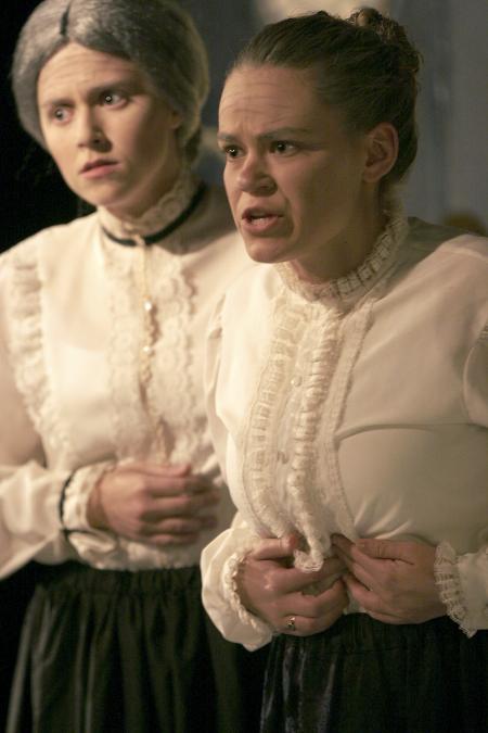 Jill Casey as Martha Brewster and Julie Palmer as Abby Brewster in <em>Arsenic and Old Lace</em>.