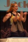 Sophomore Physical Education Major Alaina Bare performs in a skit for the small group competition in the 2007 SAC Variety Show. - Photo by Beth Spain