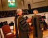 08/3/07 - President Dockery presents the university's first Doctor of Education in Higher Education degree to Beverly Absher during the August graduation ceremony.