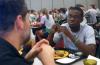 8/27/07 - Nigerian Toyin Adedokun talks with Jan Wilms, computer science department chair, during the Dinner with your Department event at New Student Orientation. - Stephanie Schroeder