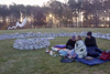 Art students participated in an around the clock prayer vigil for a week as a part of September 11 memorial environmental installation. - Photo by Jim Veneman