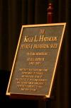 8/29/07 - A plaque was presented during the memorial service for Kyle L. Hathcox, university professor and chair of physics and the associate dean of the college of arts and sciences, by naming the physics and engineering suite in honor of him. - Stephanie Schroeder