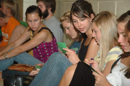 Freshman Katie Mohler signs up for Life Groups with her fellow incoming freshmen. 