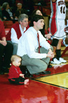 02/46/03 - Head Coach Mark Campbell and his son Gray watch the final seconds of the Homecoming win against Blue Mountain.