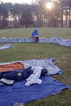 Art students participated in an around-the-clock prayer vigil for a week as a part of September 11 memorial environmental installation. - Photo by Jim Veneman