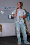Dave Darty shares his singing ability with new students in the student lounge on Open Mic night.  - Photo by Neisha Fuson