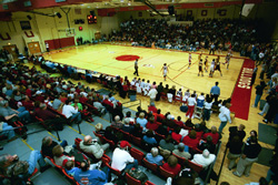2/13/2003 - The Union Lady Bulldogs play cross-town rival Lambuth in an 82-66 victory in Fred DeLay Gymnasium. (ID: 818)