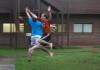 09/10/07 - John Henson blocks a pass made during a pick-up game of football in the McAfee courtyard shortly after it had rained.