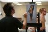 9/14/07 - Guest Artist Steve Forester paints a full-figure oil painting of Mark Inman for an all day art workshop. - Stephanie Schroeder
