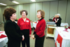 Susan Jacob (right) and Joyce Henderson (center) talk with Kim Johnson ('84 - left) of the Madison County Public Health Department prior to <i>Where is the Heart of Nursing? The Beat Goes On</i> during Homecoming 2003. - Photo by Jim Veneman