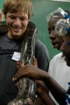 9/27/07 - Dustin Scott smiles as children from a Boys and Girls Club ask all sorts of questions about his snake.
- Neisha Fuson