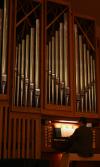 10/10/07 - Ron Boud, professor of music, plays the organ for a chapel service. - Stephanie Schroeder