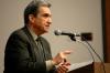 Former poet laureate of the United States Robert Pinsky leads a rousing discussion of student poetry, emphasizing the role of the poet who is uniquely able to place his words into the  mouth of the reader. - Photo by Matt Elia