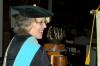 Dottie Myatt, faculty member of the year, prepared to march into the Fall graduation ceremonies.   - Photo by Matthew Diggs
