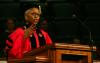 Deborah Wilds gives the commencement address, <em>Loving God with Our Minds and Serving with Our Hearts</em>, during the fall graduation ceremony. - Photo by Stephanie Schroeder