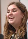 Mallory Keeton, junior at Union, participates in the first presentation in public of SIFE's material for regional competition. - Photo by Neisha Fuson