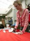 4/1/08 - Tiffany Ransdell, junior art major, works in her studio in the art department. Tiffany often draws inspiration from images in fashion magazines and just fashion in general. - Kristi McMurry