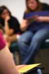 New students meet with their Focus group leaders to go over the schedule for Focus week.   - Photo by Kristi McMurry