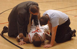 athletic training during a basketball game