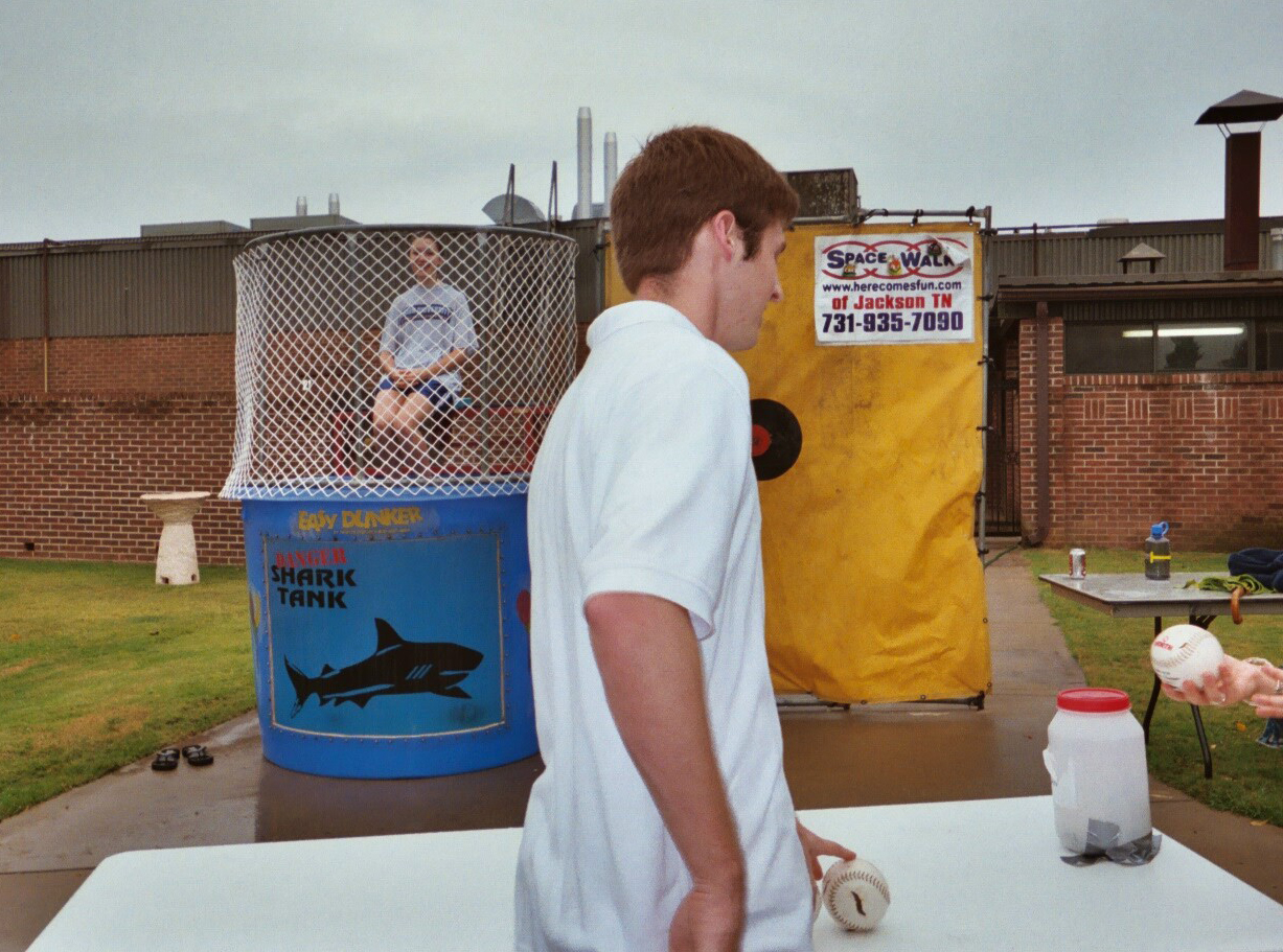 09/13/03 - Ashley Guinn of Student Services is high and dry for the moment at Fall Fest 2003.