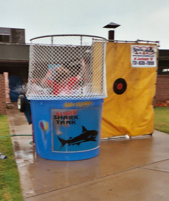 09/13/03 - Corine VanderHaar (Res. Life) makes a splash during Fall Fest 2003.