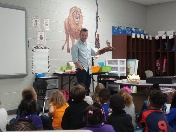 IMAGE: Dr. Kerfoot gives a presentation to students at Thelma Barker Elementary School
