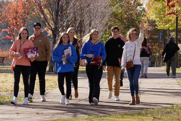 Students touring campus