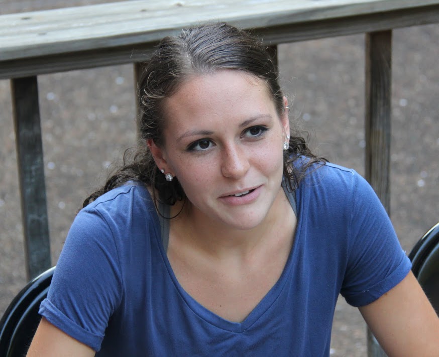 Katie Allison enjoys a conversation at the history department's welcome reception on August 29, 2016.