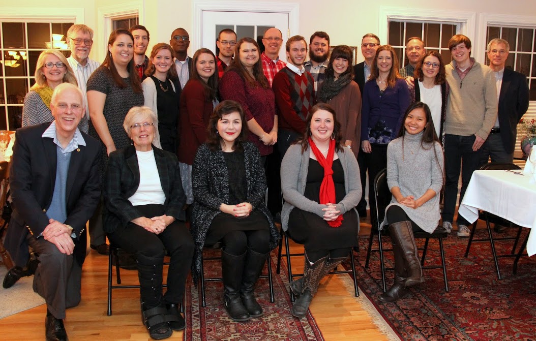 Attendees at the history department's annual French Christmas dinner on December 10, 2016, take time for a photo. They are: (first row, left to right) Dr. Stephen Carls, Nancy Thomas, Priscilla Porter, Kathryn Mitchell, and Katherine Cheshire; (second row, left to right) Brenda Briley, Emily Littleton, Beth Adams, Jordan Sellers, Jessica Barton, Seth Reid, Kaylee Gibson, Lisa Bates, Allison Pulliam, and Thomas Gray; (third row, left to right) Dr. Terry Lindley, Luke Adkins, Byron Elam, Buddy Hackett, Robert Briley, Nicholas Hancock, Dr. Keith Bates, Dr. Henry Allen, and Dr. David Thomas.