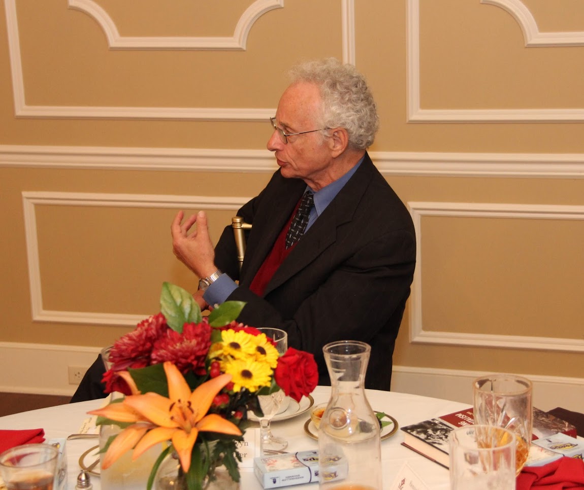 Professor Melvyn Leffler responds to a question at a question and answer time during a dinner in his honor on October 22, 2018.