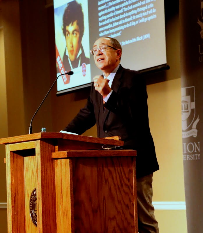 Dr. David Bell lectures on Napoleon Bonaparte and the Emergence of Modern Total War on the afternoon of October 25, 2021, in the Carl Grant Events Center at Union University.