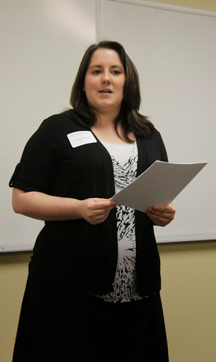 Phi Alpha Theta student member Faith Bagley presents her paper at the Union University Scholarship Symposium on April 28, 2015.