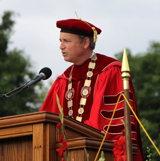 Union University President Dr. Samuel W. Dub Oliver welcomes attendees to Union University's spring commencement services on May 21, 2016.