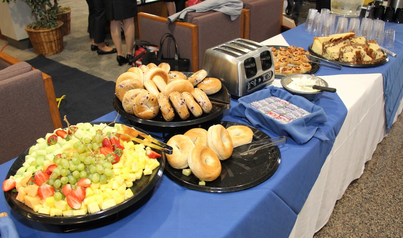 A table of breakfast items awaits attendees at the Phi Alpha Theta regional conference at UT Martin on April 1, 2017.