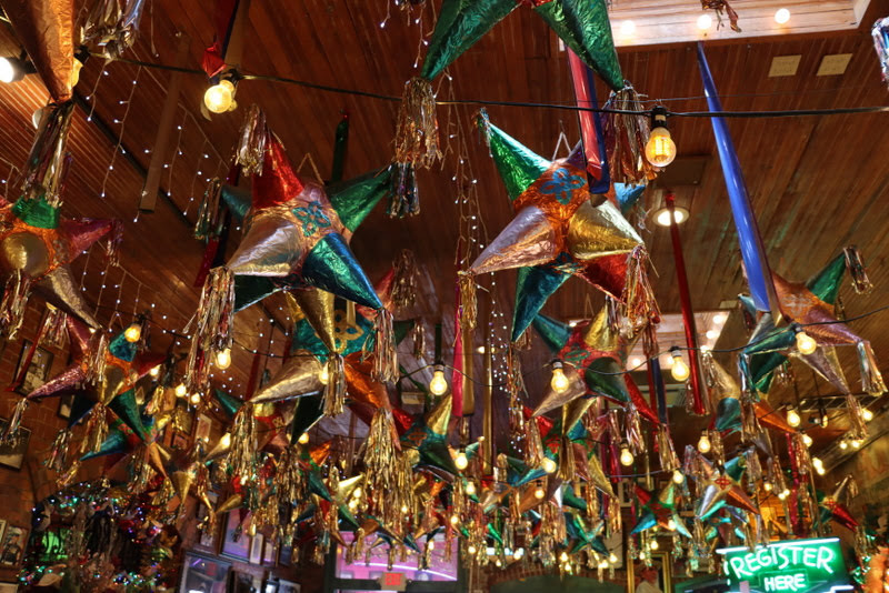 Ornate objects liven up the ceiling of the Mexican Market Square. Members of Union's delegation to the Phi Alpha Theta Biennial Convention visited the square on January 4, 2020.