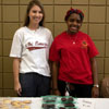 Phi Alpha Theta members Addison Osborne (left) and Tranae Newsome stand together at the beginning of the Delta-Psi chapter's 16th Annual Franco-American Confection and Bake Sale on April 10, 2019. Photo by Joey Echeverria