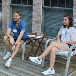 Phi Alpha Theta President Luke Sower and his wife Brittany relax at the History Welcome Reception on September 9, 2019.