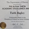 2015 Phi Alpha Theta Scholarship Key and Academic Excellence Certificate