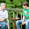 Dr. David Thomas (left) talks to Thomas Gray at the History Welcome Reception on August 31, 2015. Photo by Kristi Woody