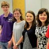 New Phi Alpha Theta members get ready for their initiation into the national history honor society at the Delta-Psi chapter's meeting on September 14, 2015. They are (left to right) Thomas Gray, Beth Adams, Jordan Sellers, Priscilla Porter, Gideon Ragland, and Kathryn Mitchell. Photo by Elizabeth Wilson