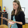Union University history graduate and Phi Alpha Theta member Savannah German talks about her experiences at the 2012 Phi Alpha Beta Biennial Convention in Orlando, Florida, during the Delta-Psi chapter's fall plenary meeting on September 14, 2015. Photo by Elizabeth Wilson